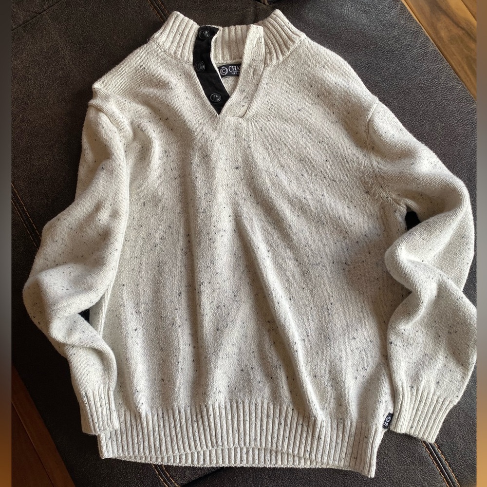Chaps Classic Cream & Gray Sweater for Men
